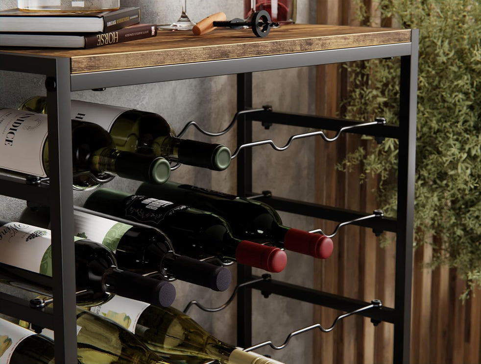CARLA HOME 6-Tier Freestanding Wine Rack for 30 Bottles with Wood Countertop and Sturdy Metal Frame-1978962247401213954
