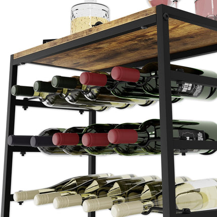 CARLA HOME 6-Tier Freestanding Wine Rack for 30 Bottles with Wood Countertop and Sturdy Metal Frame-1978962247401213956