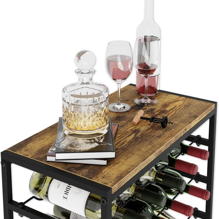 CARLA HOME 6-Tier Freestanding Wine Rack for 30 Bottles with Wood Countertop and Sturdy Metal Frame-1978962247401213957