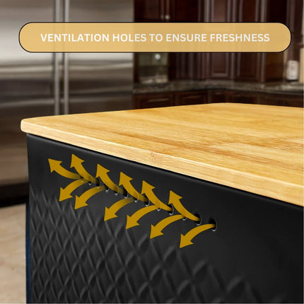 CARLA HOME Bread Bin with Bamboo Lid used as Chopping Board for Kitchen Countertop-1978962247753535491