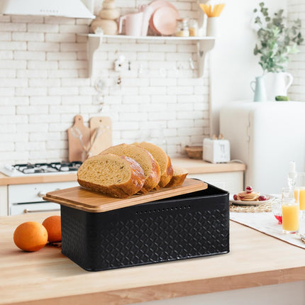 CARLA HOME Bread Bin with Bamboo Lid used as Chopping Board for Kitchen Countertop-1978962247753535492