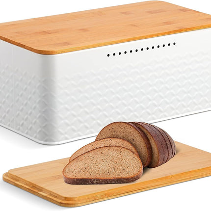 CARLA HOME Bread Bin with Bamboo Lid used as Chopping Board for Kitchen Countertop-1978962247917113344