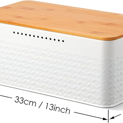 CARLA HOME Bread Bin with Bamboo Lid used as Chopping Board for Kitchen Countertop-1978962247917113351