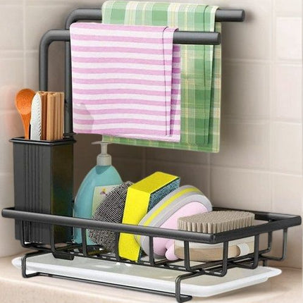 CARLA HOME Sink Caddy Sponge Holder with Drain Tray, Brush Holder & Dishcloth Holder for Kitchen-1978962248080691201
