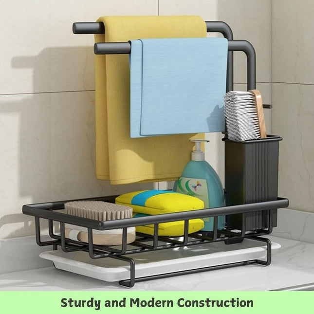 CARLA HOME Sink Caddy Sponge Holder with Drain Tray, Brush Holder & Dishcloth Holder for Kitchen-1978962248080691202