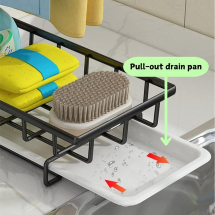 CARLA HOME Sink Caddy Sponge Holder with Drain Tray, Brush Holder & Dishcloth Holder for Kitchen-1978962248080691203