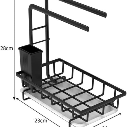 CARLA HOME Sink Caddy Sponge Holder with Drain Tray, Brush Holder & Dishcloth Holder for Kitchen-1978962248080691206
