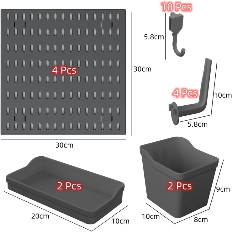 CARLA HOME Pegboard Combination Kit with 4 Pegboards and 18 Accessories Modular Hanging for Wall Organiser-1978962248428818434