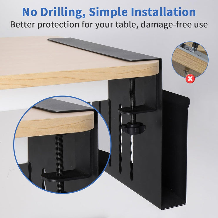 CARLA HOME Under Desk Side Laptop Holder Storage with No Drill Cable Management Tray and Pen Storage for Office and Home-1978962248772751361