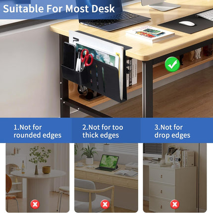 CARLA HOME Under Desk Side Laptop Holder Storage with No Drill Cable Management Tray and Pen Storage for Office and Home-1978962248772751362