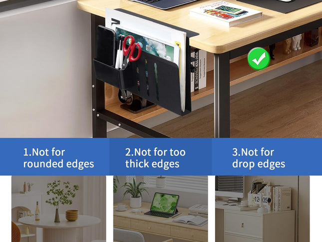 CARLA HOME Under Desk Side Laptop Holder Storage with No Drill Cable Management Tray and Pen Storage for Office and Home-1978962248772751362