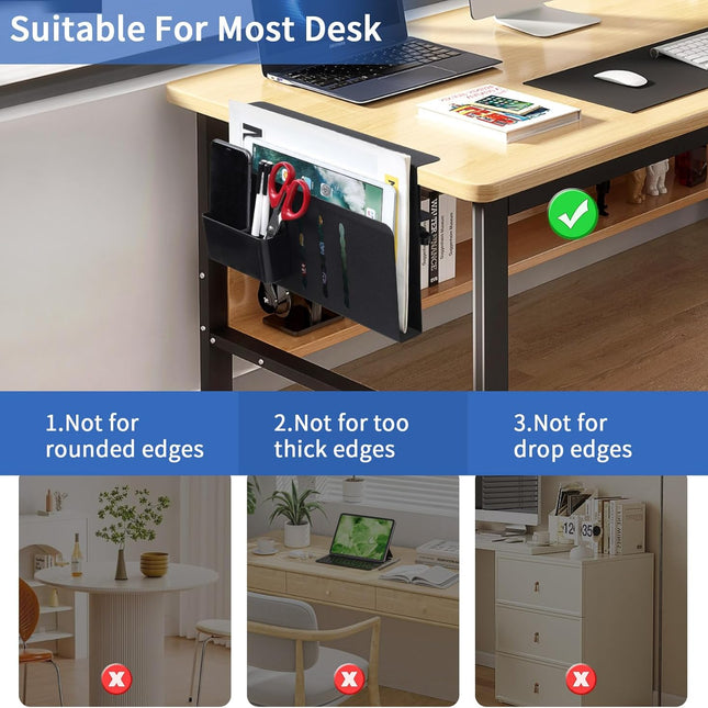 CARLA HOME Under Desk Side Laptop Holder Storage with No Drill Cable Management Tray and Pen Storage for Office and Home-1978962248772751362