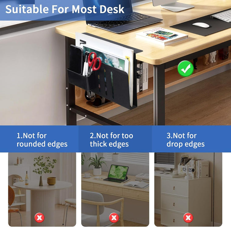 CARLA HOME Under Desk Side Laptop Holder Storage with No Drill Cable Management Tray and Pen Storage for Office and Home-1978962248772751362