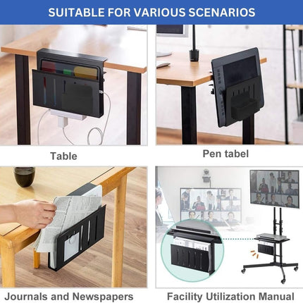 CARLA HOME Under Desk Side Laptop Holder Storage with No Drill Cable Management Tray and Pen Storage for Office and Home-1978962248772751363