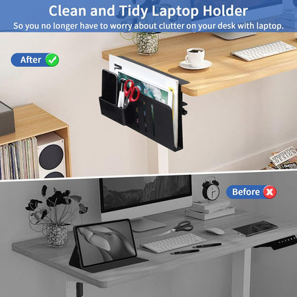 CARLA HOME Under Desk Side Laptop Holder Storage with No Drill Cable Management Tray and Pen Storage for Office and Home-1978962248772751364