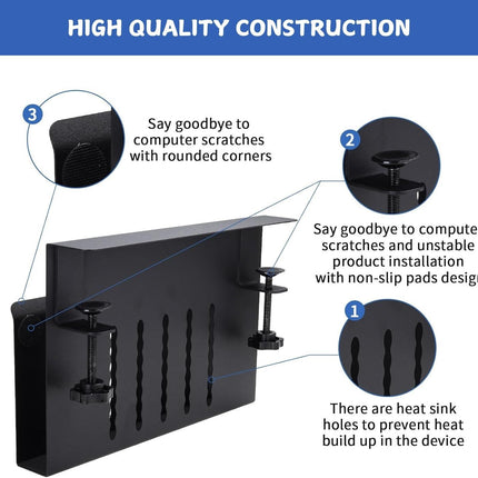 CARLA HOME Under Desk Side Laptop Holder Storage with No Drill Cable Management Tray and Pen Storage for Office and Home-1978962248772751365