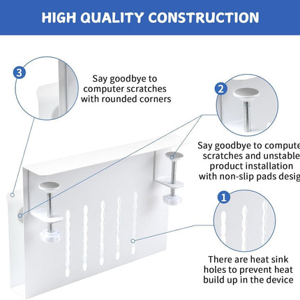 CARLA HOME Under Desk Side Laptop Holder Storage with No Drill Cable Management Tray and Pen Storage for Office and Home-1978962248944717829