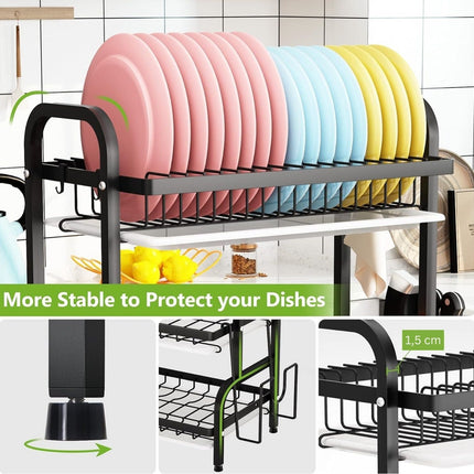 CARLA HOME Dish Drying Rack 3 Tier Large Capacity Kitchen Storage with Utensil and Cutting Board Holder-1978962249796161541
