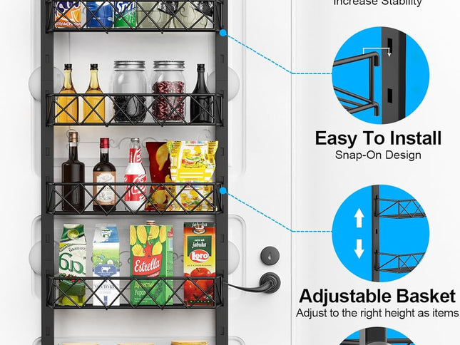 CARLA HOME 6 Tier Adjustable Baskets Over Door Pantry Organiser for Home Kitchen-1978962250148483074