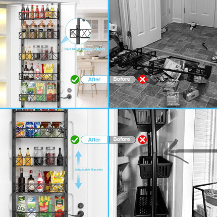 CARLA HOME 6 Tier Adjustable Baskets Over Door Pantry Organiser for Home Kitchen-1978962250148483075