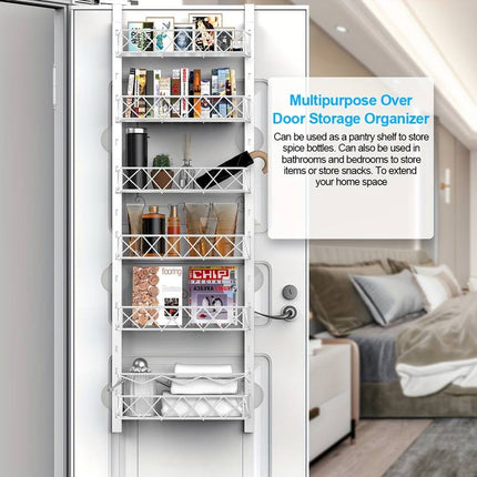CARLA HOME 6 Tier Adjustable Baskets Over Door Pantry Organiser for Home Kitchen-1978962250328838148