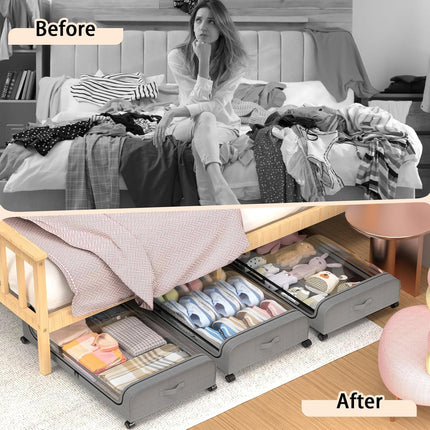 CARLA HOME XXL Under Bed Rolling Storage Containers with 50L Large Capacity and Wheels-1978962250685353989