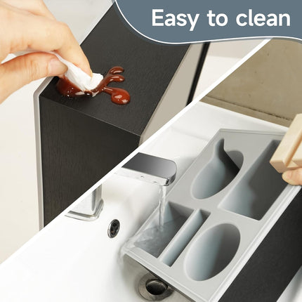 CARLA HOME Wooden Couch Cup Holder Tray with Soft Silicone & Rotatable Phone Holder for Storaging Drinks & Snacks-1978962250844737540