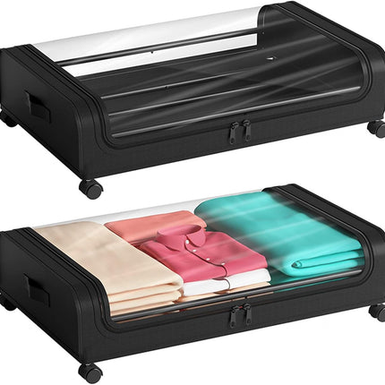CARLA HOME Set 2 Pcs XXL Under Bed Rolling Storage Containers with 50L Large Capacity and Wheels-1978962251524214784