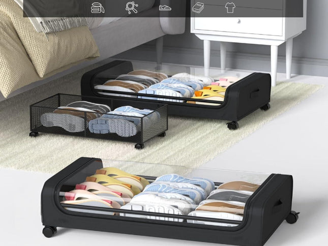 CARLA HOME Set 2 Pcs XXL Under Bed Rolling Storage Containers with 50L Large Capacity and Wheels-1978962251524214785