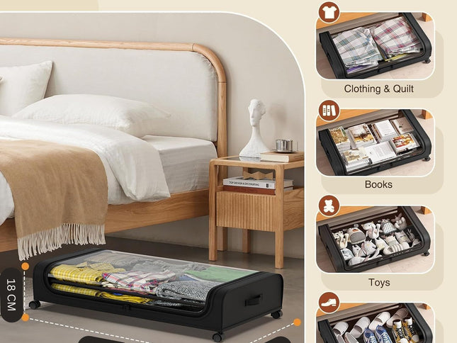 CARLA HOME Set 2 Pcs XXL Under Bed Rolling Storage Containers with 50L Large Capacity and Wheels-1978962251524214786