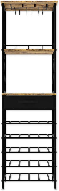 CARLA HOME Freestanding Wine Rack for 20 Bottles with Wood Countertop and Sturdy Metal Frame-1978962252035919874