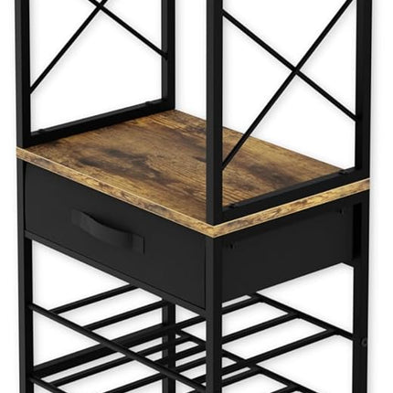 CARLA HOME Freestanding Wine Rack for 20 Bottles with Wood Countertop and Sturdy Metal Frame-1978962252035919875