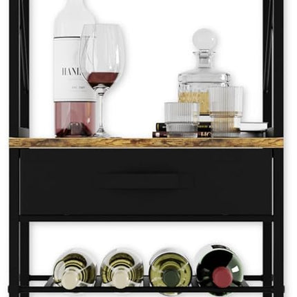 CARLA HOME Freestanding Wine Rack for 20 Bottles with Wood Countertop and Sturdy Metal Frame-1978962252035919876