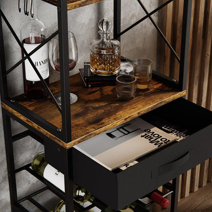 CARLA HOME Freestanding Wine Rack for 20 Bottles with Wood Countertop and Sturdy Metal Frame-1978962252035919877