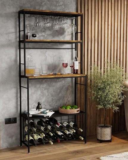 CARLA HOME Large Wine Rack for 20 Bottles with Wood Countertop and Sturdy Metal Frame-1978962252207886338