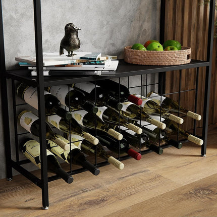 CARLA HOME Large Wine Rack for 20 Bottles with Wood Countertop and Sturdy Metal Frame-1978962252207886340
