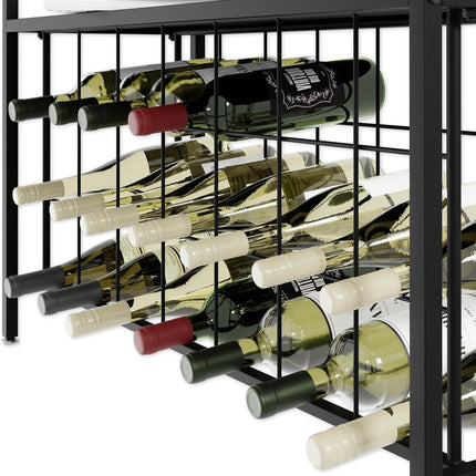 CARLA HOME Large Wine Rack for 20 Bottles with Wood Countertop and Sturdy Metal Frame-1978962252207886343