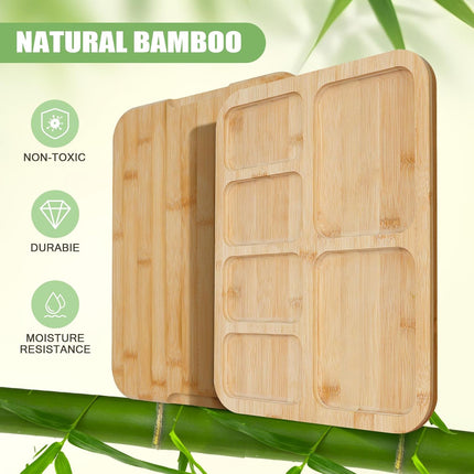 CARLA HOME Bamboo Charcuterie Board with Lid & Handle ideal Gift for Kitchen, Party & Picnic (6 Compartments)-1978962252384047107