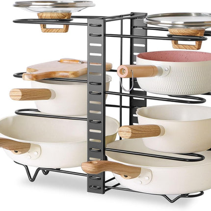 CARLA HOME Adjustable 8-Tier Pan Rack Pot Organizer for Kitchen Cabinet-1978962252560207872