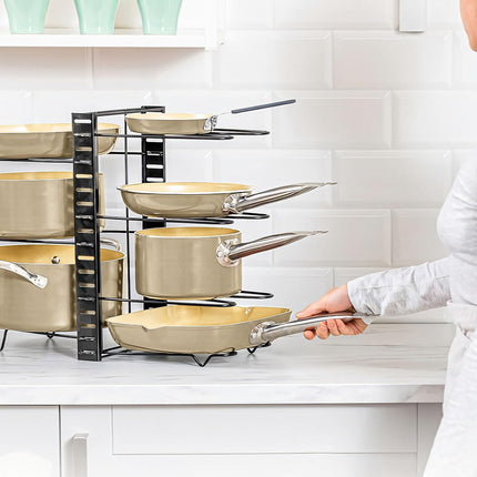 CARLA HOME Adjustable 8-Tier Pan Rack Pot Organizer for Kitchen Cabinet-1978962252560207873