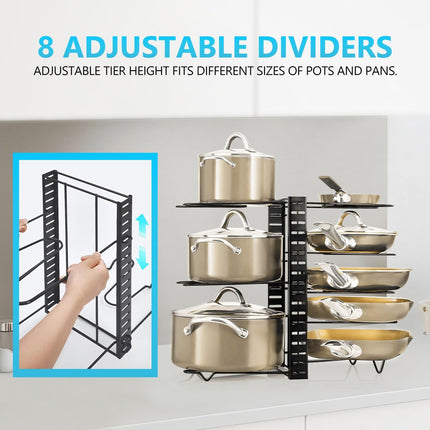 CARLA HOME Adjustable 8-Tier Pan Rack Pot Organizer for Kitchen Cabinet-1978962252560207877