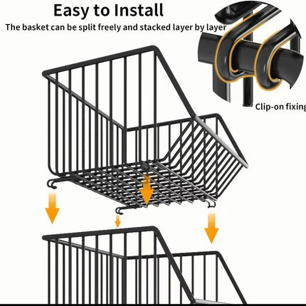 CARLA HOME Metal 5-Tier Rolling Vegetable and Fruit Basket Cart Stand for Kitchen-1978962252740562948