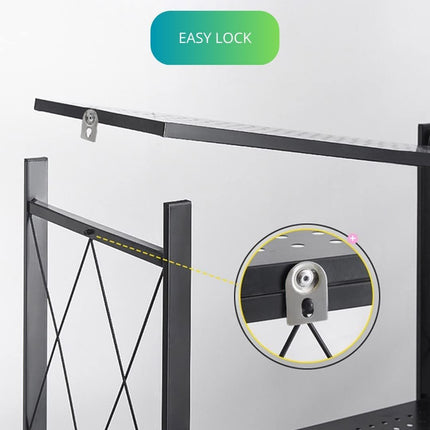 CARLA HOME 5-Tier Foldable Storage Shelf with Wheels for Kitchen, Garage, Pantry or Basement (Black)-1978962253252268039