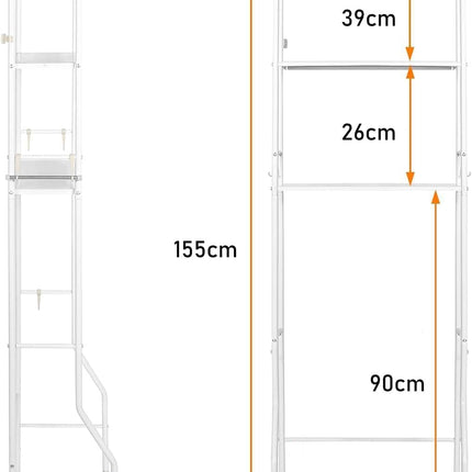 CARLA HOME 3-Tier Over The Toilet Storage Rack with Hooks & Paper Holder for Bathroom & Laundry Room-1978962253424234497