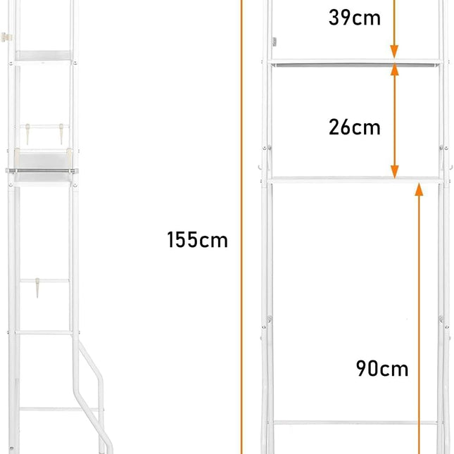 CARLA HOME 3-Tier Over The Toilet Storage Rack with Hooks & Paper Holder for Bathroom & Laundry Room-1978962253424234497