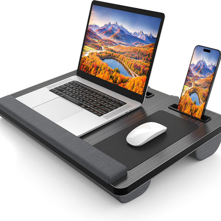 CARLA HOME Oversized Portable Lap Desk with Cushion,Mouse Pad, Tablet and Phone Holder which Fits Up to 17 Inch Laptops for Bed or Sofa (Black)-1978962254992904192