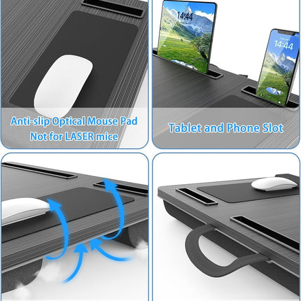 CARLA HOME Oversized Portable Lap Desk with Cushion,Mouse Pad, Tablet and Phone Holder which Fits Up to 17 Inch Laptops for Bed or Sofa (Black)-1978962254992904195
