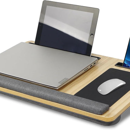 CARLA HOME Oversized Portable Lap Desk with Cushion,Mouse Pad, Tablet and Phone Holder which Fits Up to 17 Inch Laptops for Bed or Sofa (Brown)-1978962255164870656