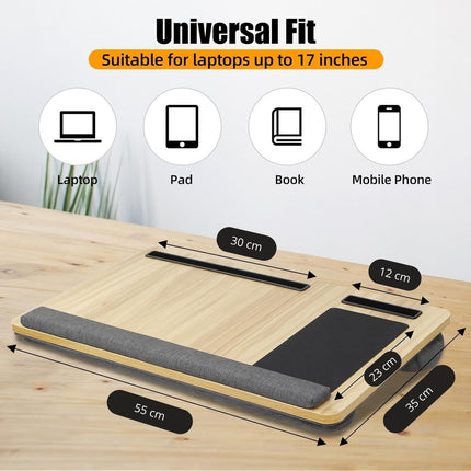 CARLA HOME Oversized Portable Lap Desk with Cushion,Mouse Pad, Tablet and Phone Holder which Fits Up to 17 Inch Laptops for Bed or Sofa (Brown)-1978962255164870657