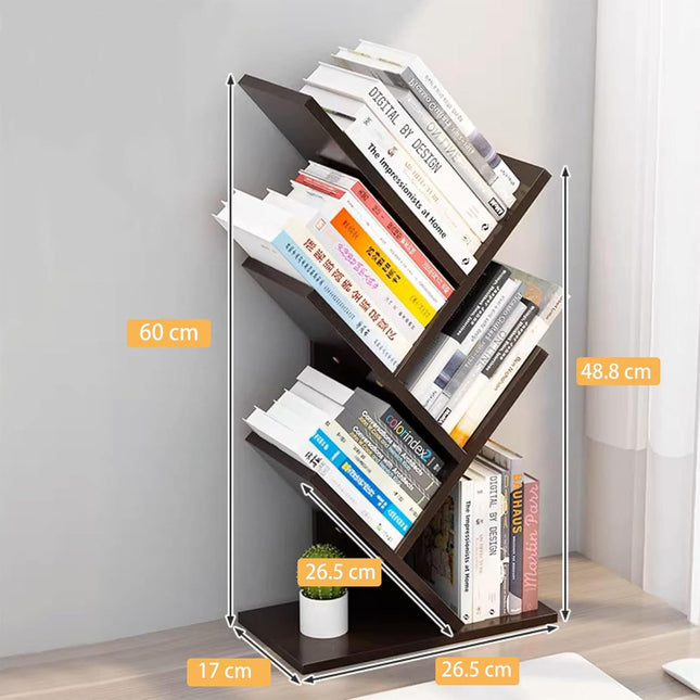 CARLA HOME 5-Tier Tree Bookshelf Storage Rack for Home Office or Bedroom (Black)-1978962255487832065